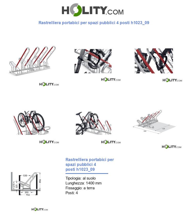 Rastrelliera portabici per spazi pubblici 4 posti h1023_09