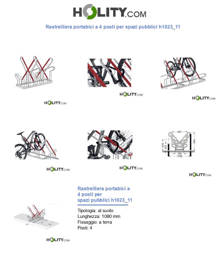 Rastrelliera portabici a 4 posti per spazi pubblici h1023_11