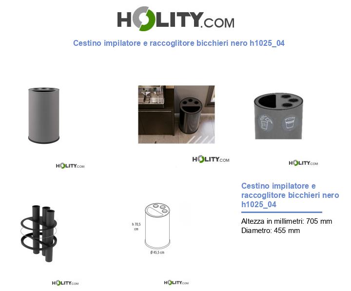 Cestino impilatore e raccoglitore bicchieri nero h1025_04