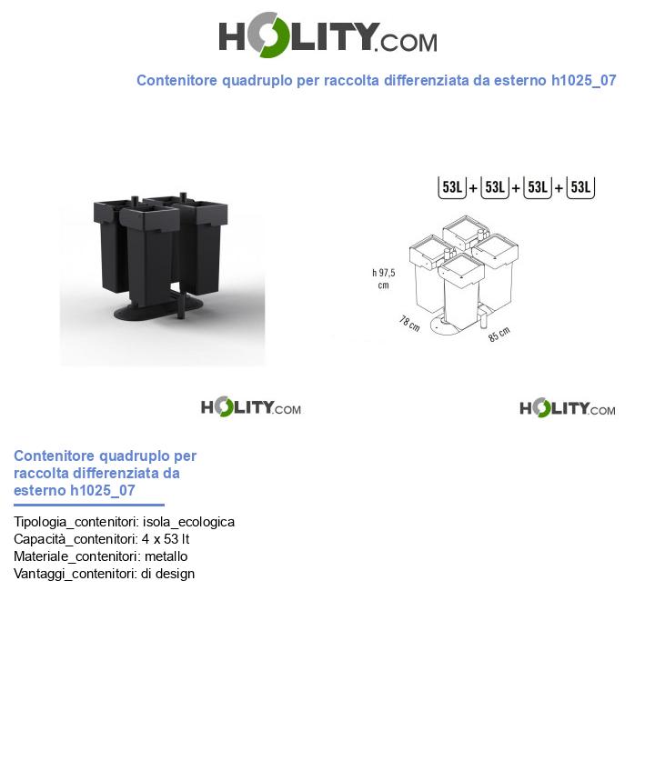Contenitore quadruplo per raccolta differenziata da esterno h1025_07