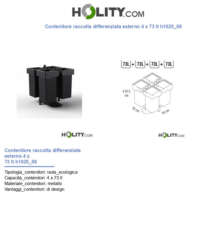 Contenitore raccolta differenziata esterno 4 x 73 lt h1025_08