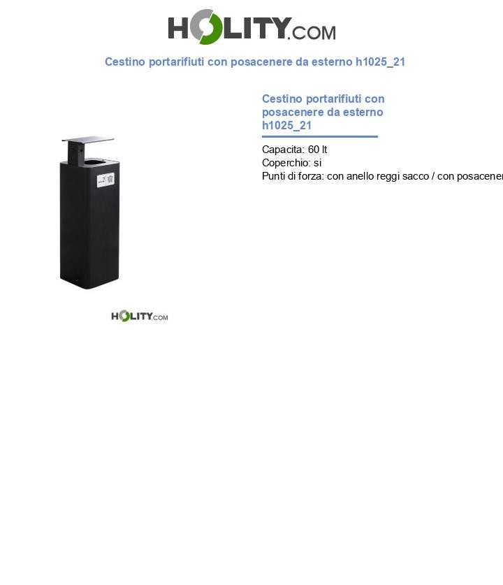 Cestino portarifiuti con posacenere da esterno h1025_21