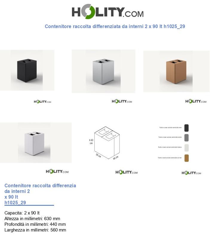 Contenitore raccolta differenziata da interni 2 x 90 lt h1025_29