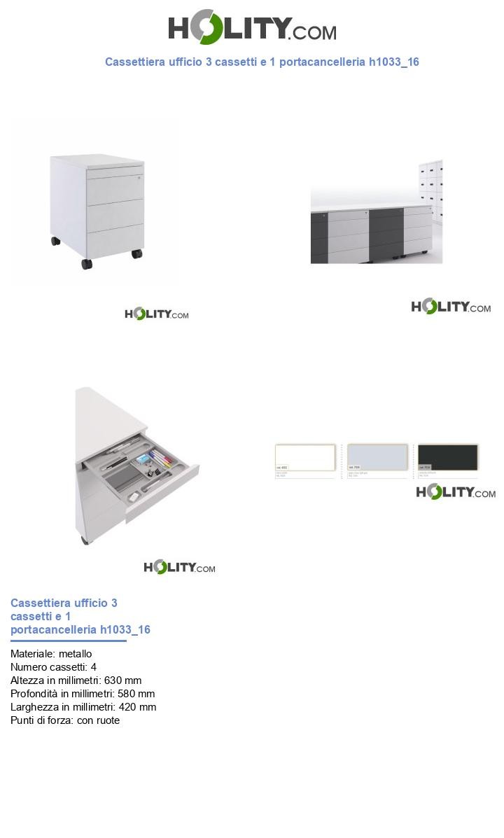 Cassettiera ufficio 3 cassetti e 1 portacancelleria h1033_16
