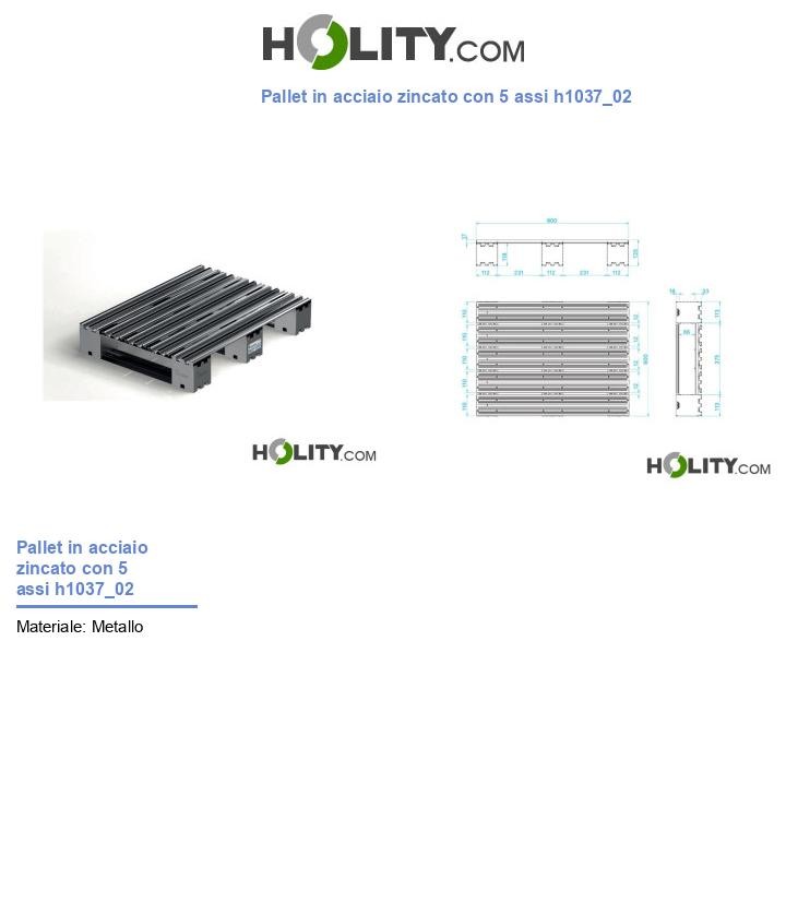 Pallet in acciaio zincato con 5 assi h1037_02