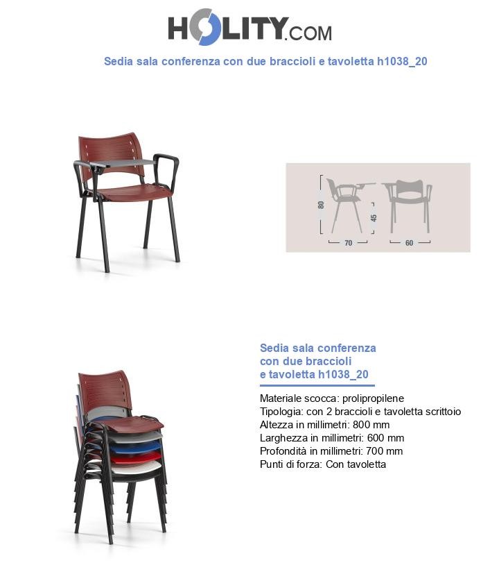 Sedia sala conferenza con due braccioli e tavoletta h1038_20