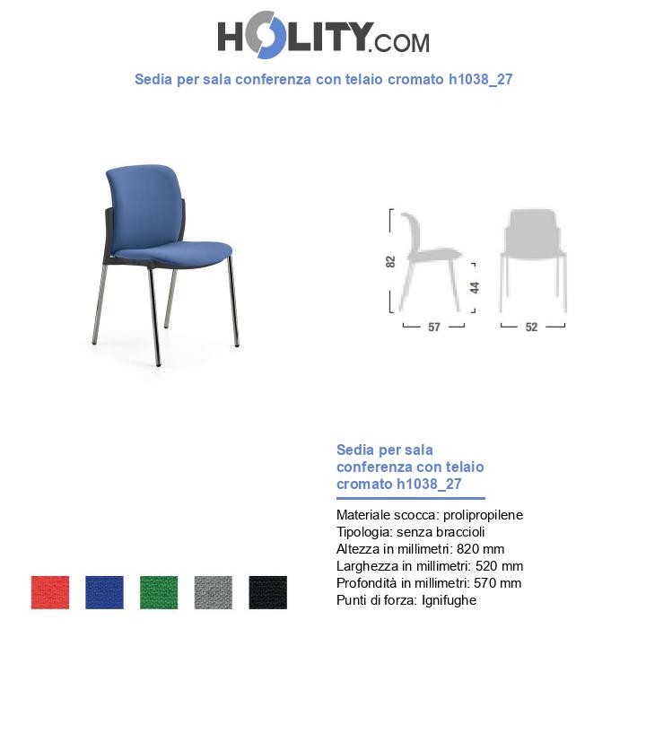 Sedia per sala conferenza con telaio cromato h1038_27