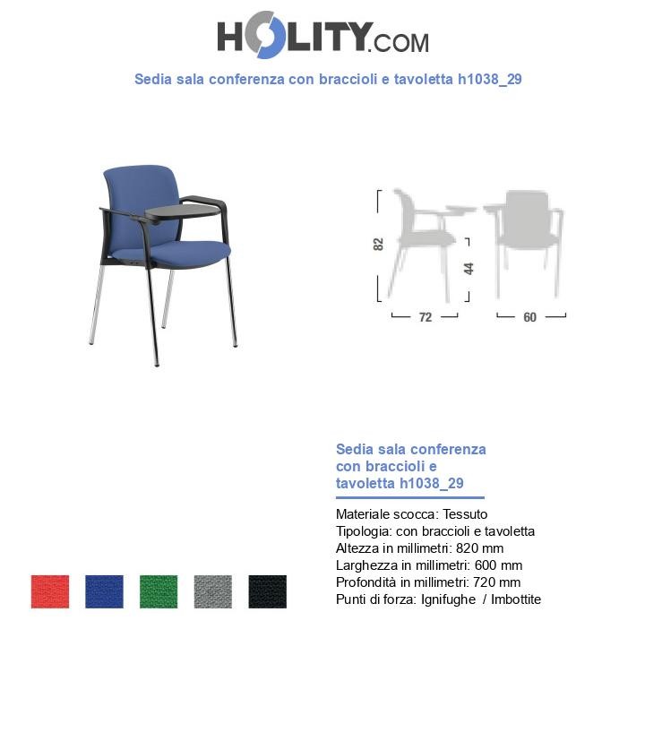 Sedia sala conferenza con braccioli e tavoletta h1038_29