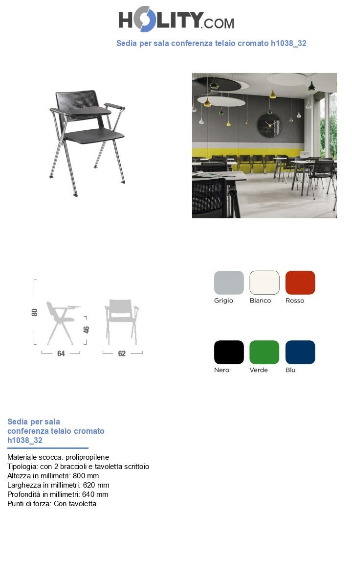 Sedia per sala conferenza telaio cromato h1038_32