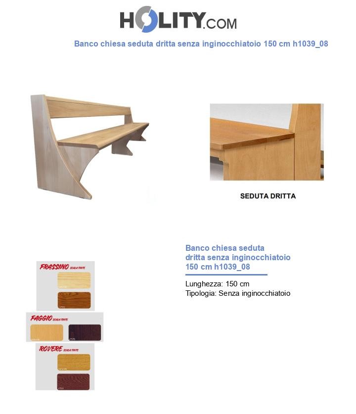 Banco chiesa seduta dritta senza inginocchiatoio 150 cm h1039_08