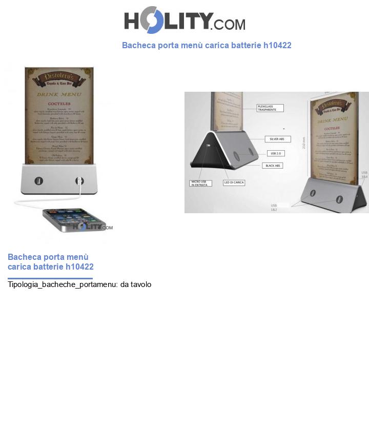 Bacheca porta menù carica batterie h10422
