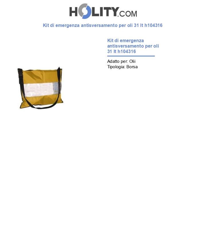 Kit di emergenza antisversamento per oli 31 lt h104316