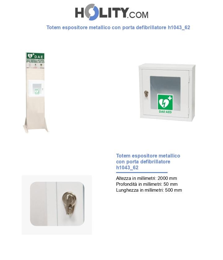 Totem espositore metallico con porta defibrillatore h1043_62