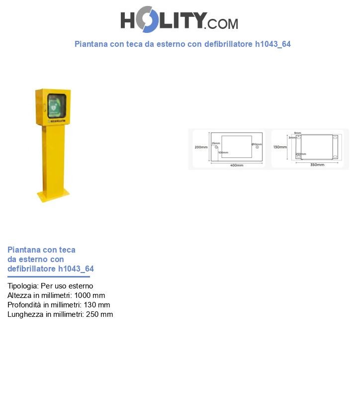 Piantana con teca da esterno con defibrillatore h1043_64
