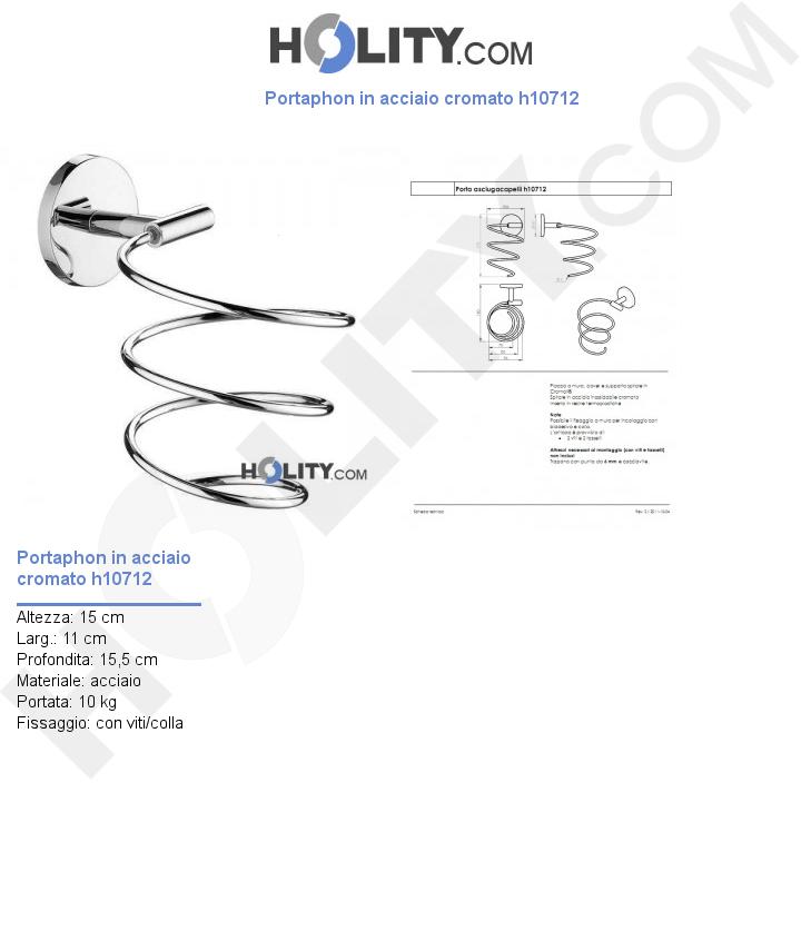 Portaphon in acciaio cromato h10712