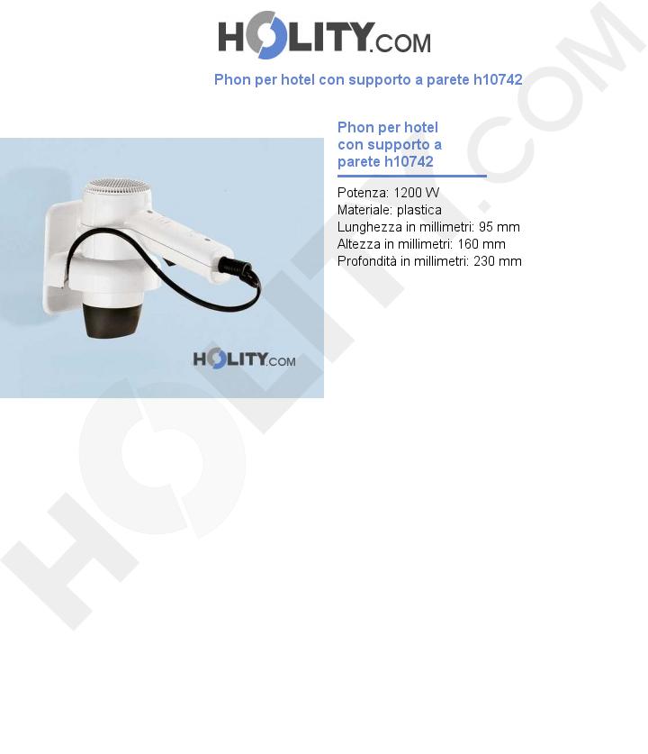 Phon per hotel con supporto a parete h10742