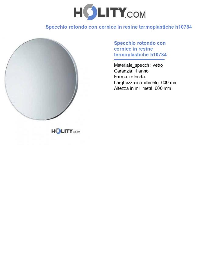 Specchio rotondo con cornice in resine termoplastiche h10784