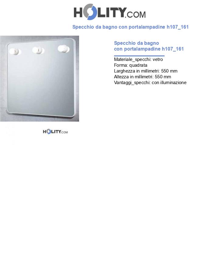 Specchio da bagno con portalampadine h107_161