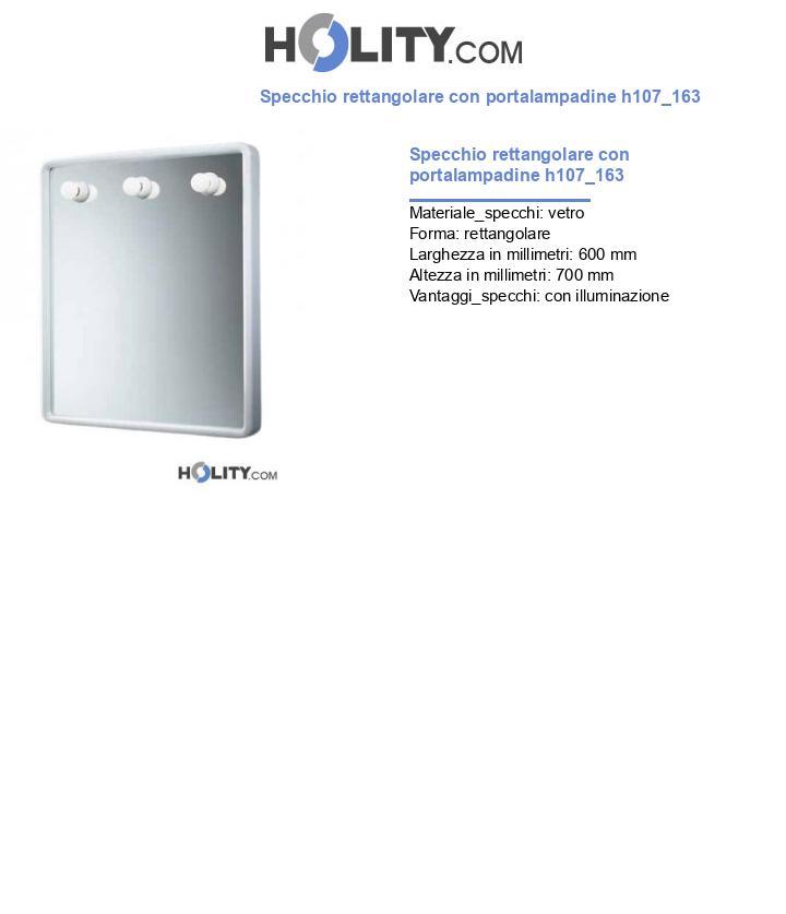 Specchio rettangolare con portalampadine h107_163