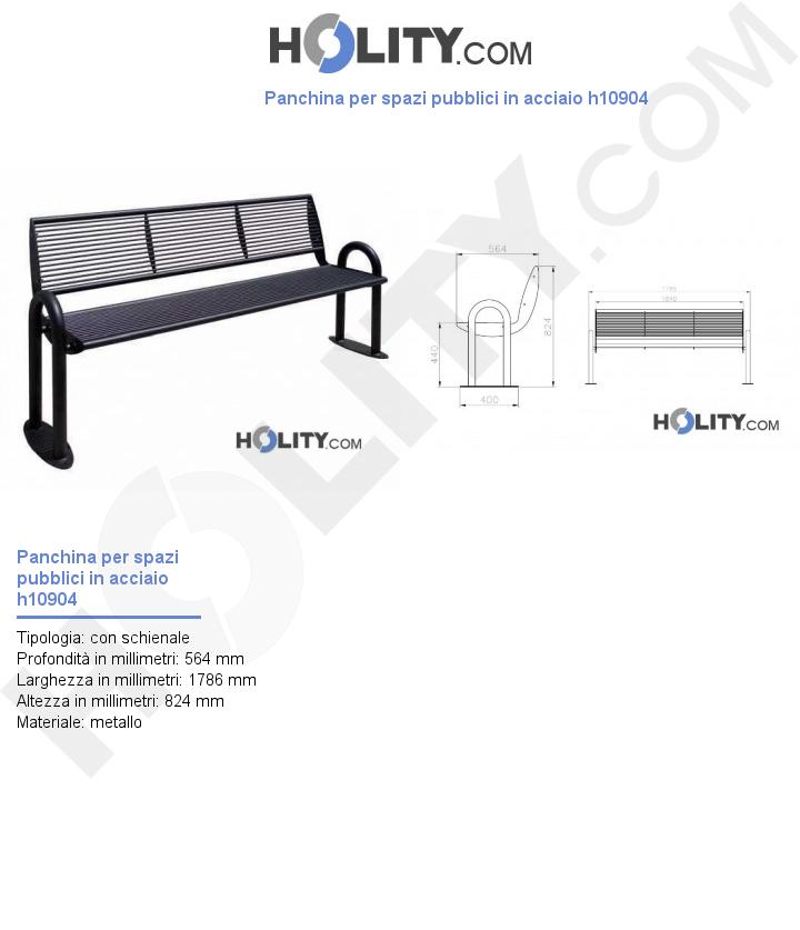 Panchina per spazi pubblici in acciaio h10904