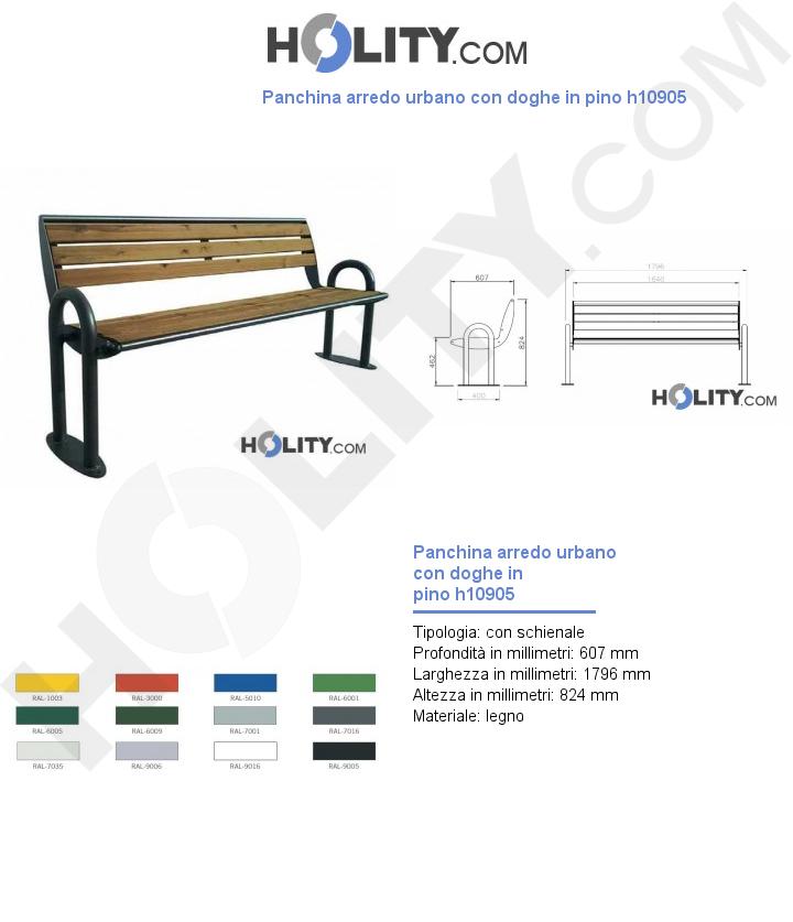 Panchina arredo urbano con doghe in pino h10905