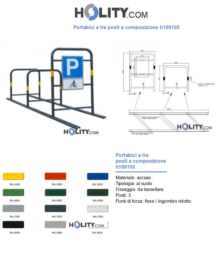 Portabici a tre posti a composizione h109105
