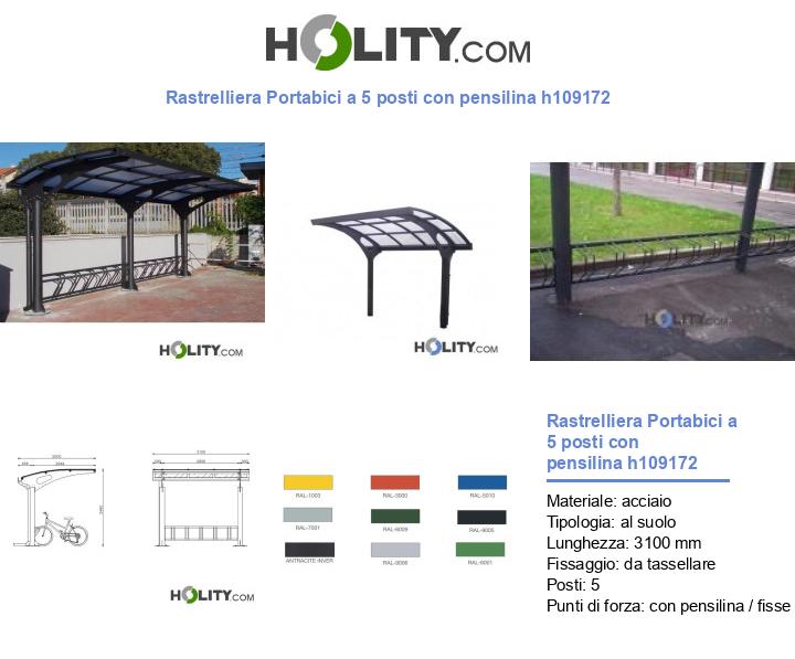 Rastrelliera Portabici a 5 posti con pensilina h109172
