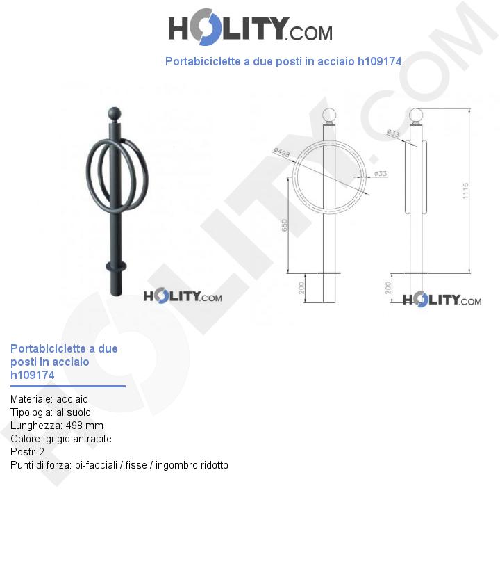Portabiciclette a due posti in acciaio h109174