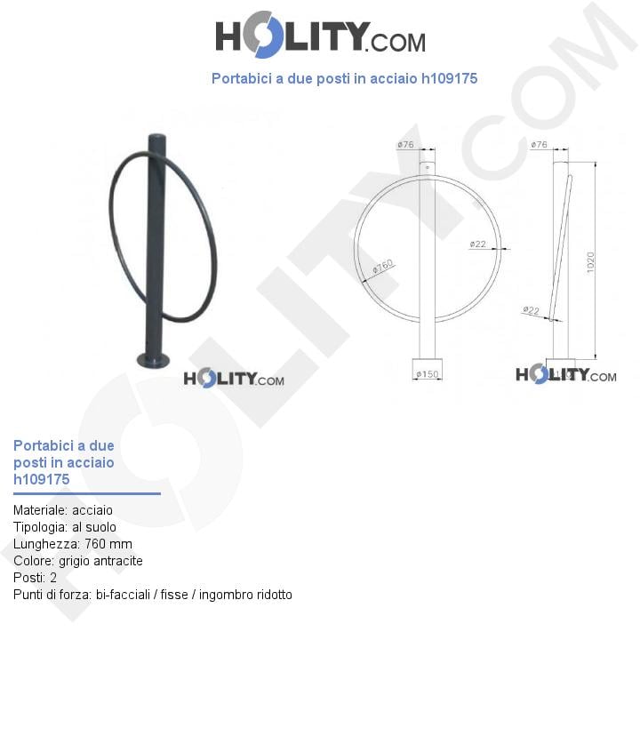 Portabici a due posti in acciaio h109175