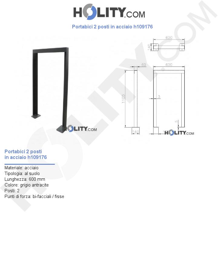 Portabici 2 posti in acciaio h109176