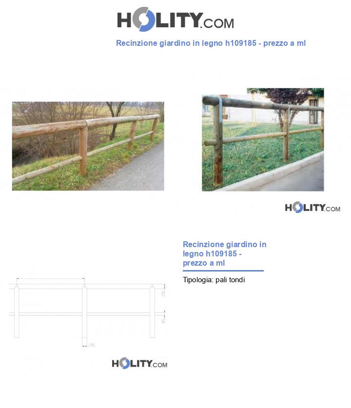 Recinzione giardino in legno h109185 - prezzo a ml