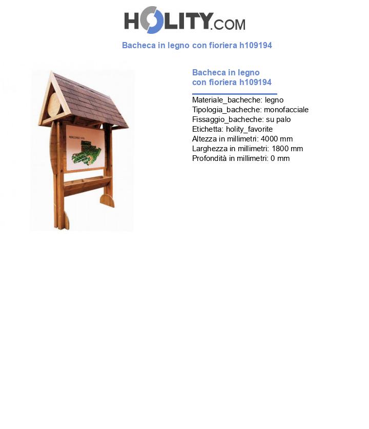 Bacheca in legno con fioriera h109194