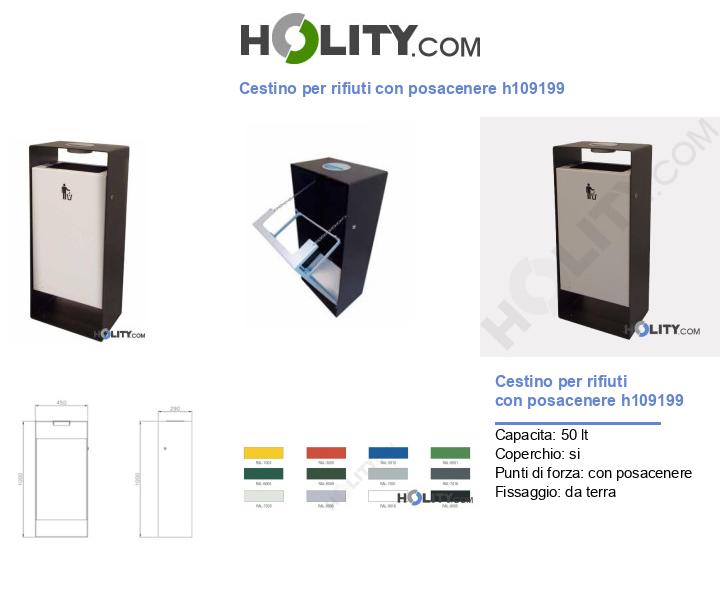 Cestino per rifiuti con posacenere h109199