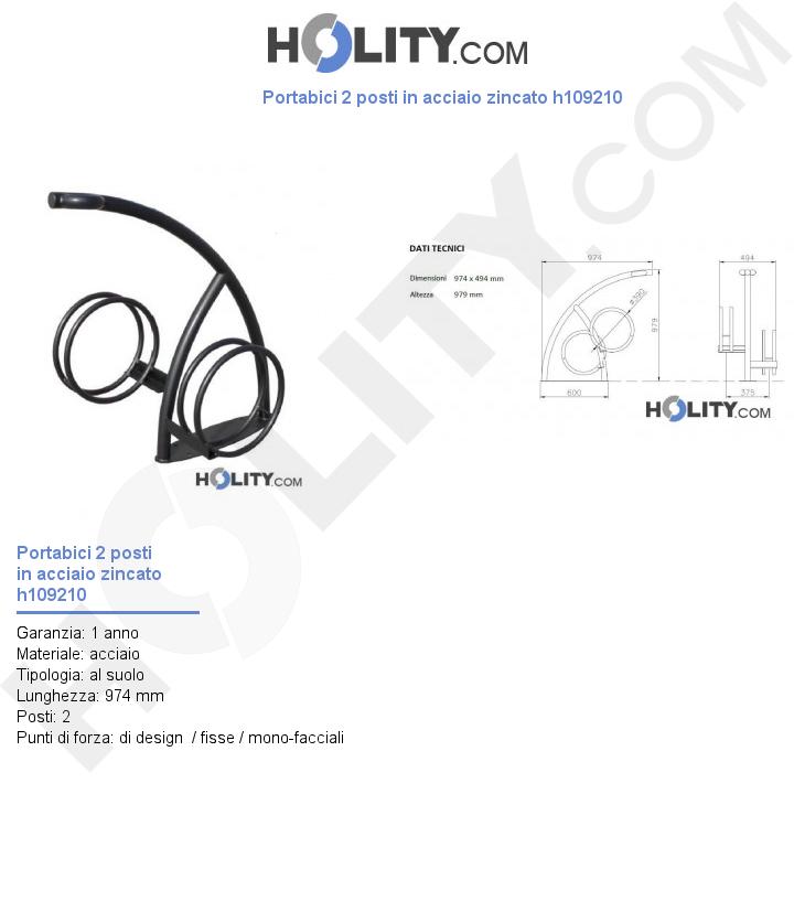 Portabici 2 posti in acciaio zincato h109210