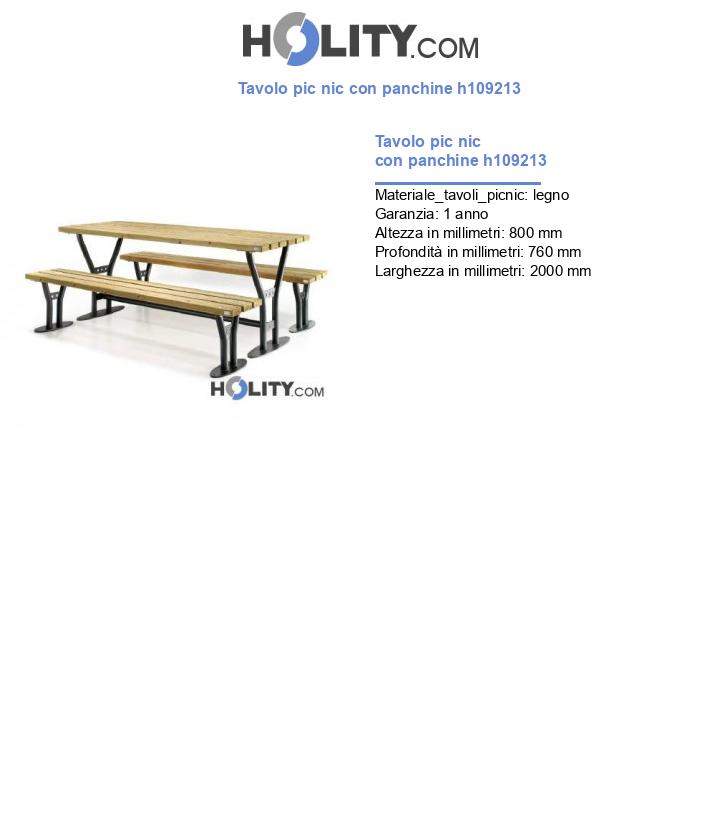 Tavolo pic nic con panchine h109213