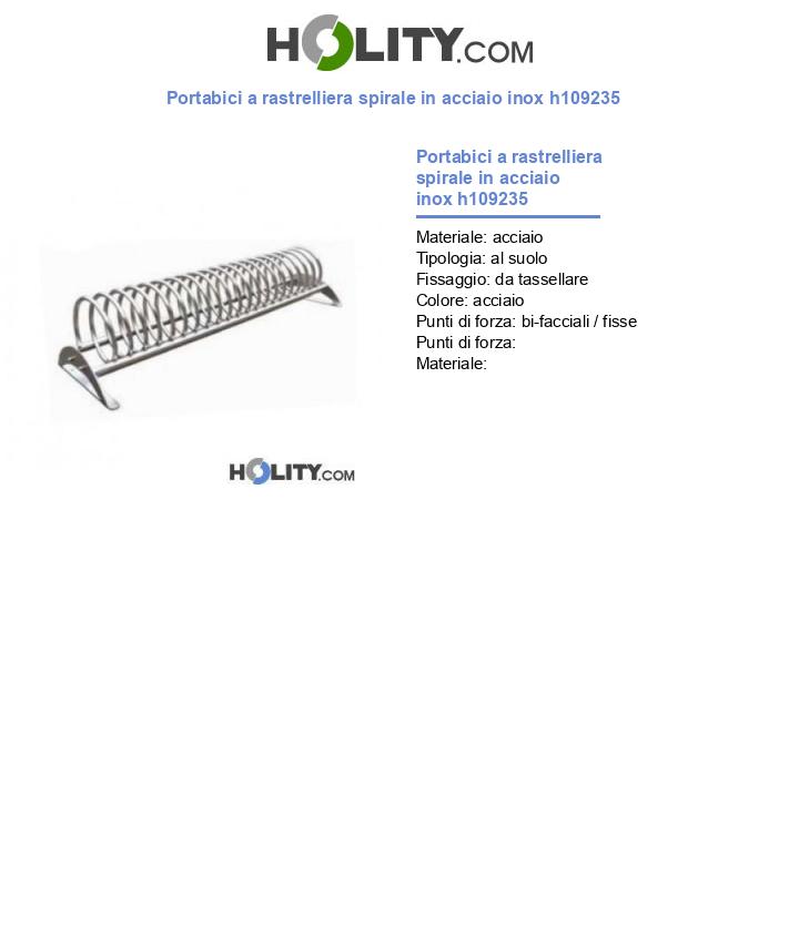 Portabici a rastrelliera spirale in acciaio inox h109235