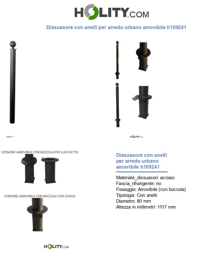 Dissuasore con anelli per arredo urbano amovibile h109241