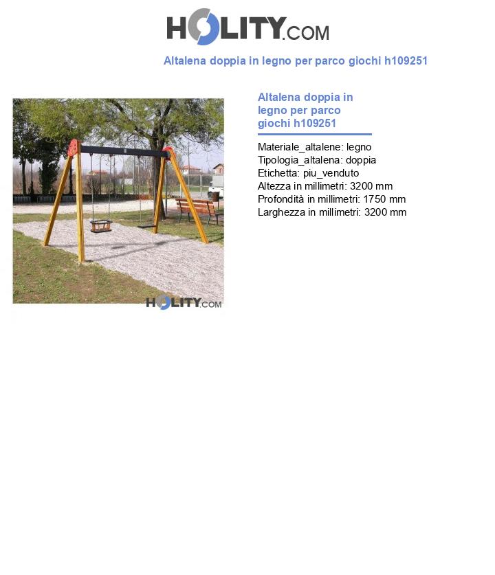 Altalena doppia in legno per parco giochi h109251