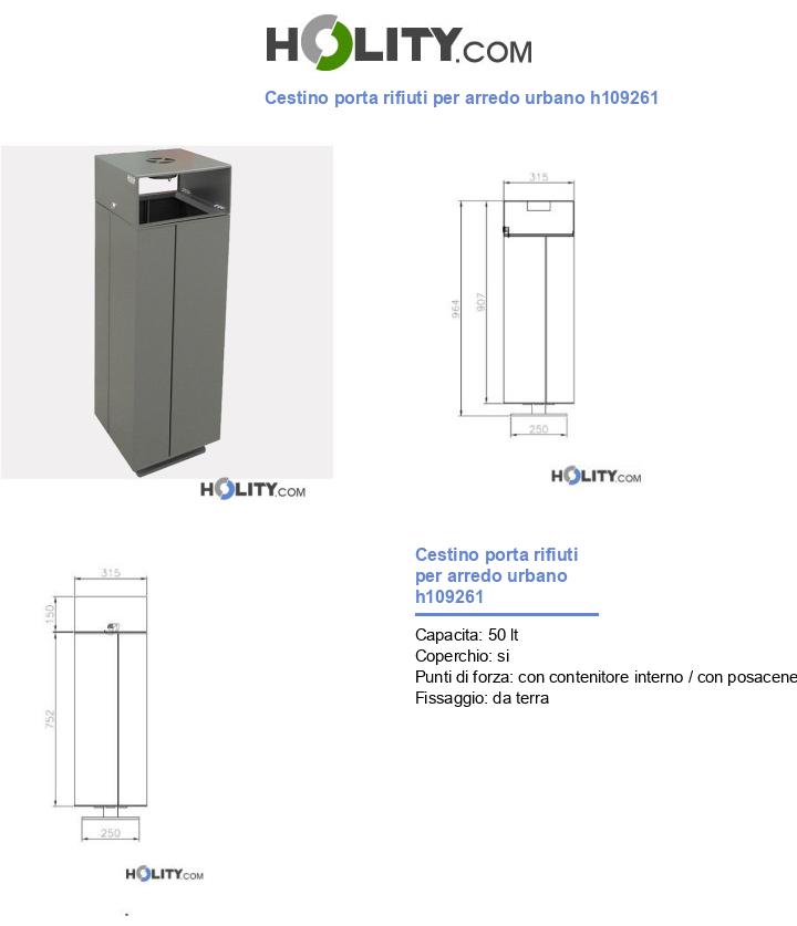 Cestino porta rifiuti per arredo urbano h109261