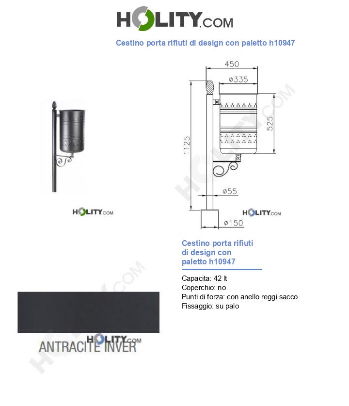 Cestino porta rifiuti di design con paletto h10947