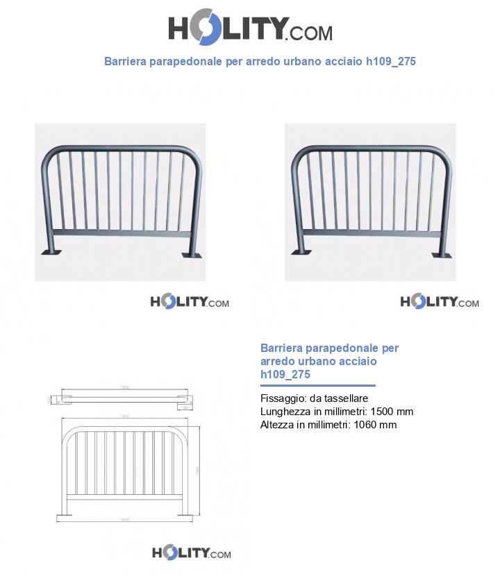 Barriera parapedonale per arredo urbano acciaio h109_275