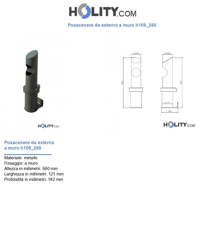 Posacenere da esterno a muro h109_280