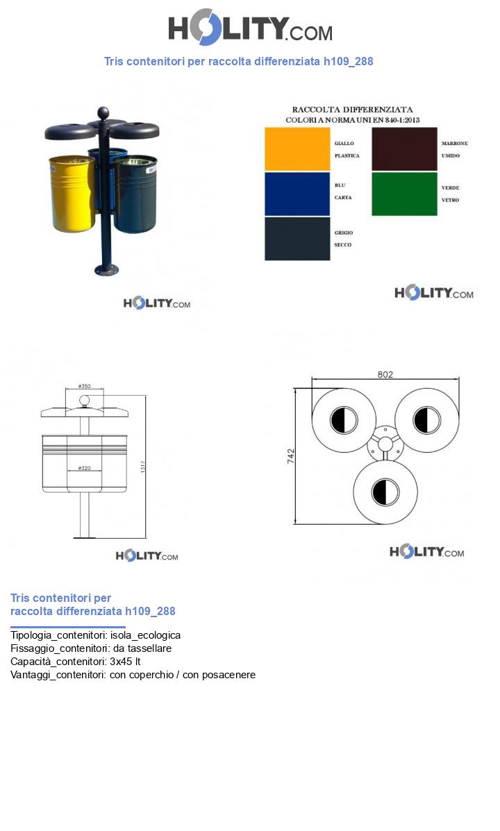 Tris contenitori per raccolta differenziata h109_288