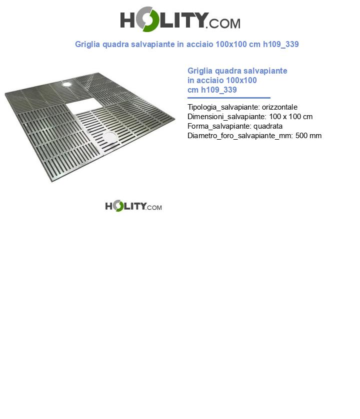 Griglia quadra salvapiante in acciaio 100x100 cm h109_339