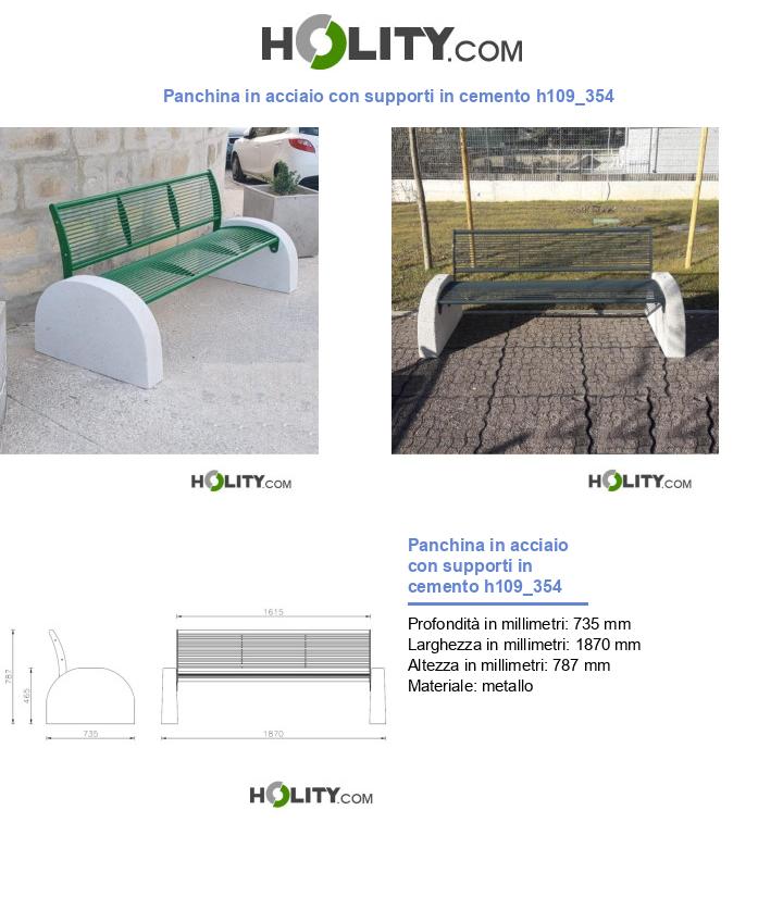 Panchina in acciaio con supporti in cemento h109_354