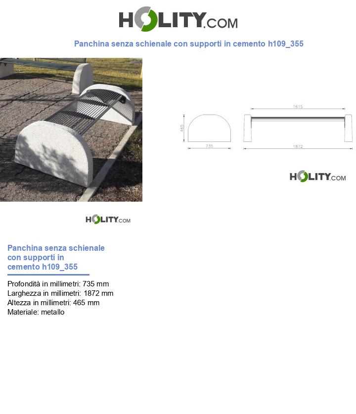 Panchina senza schienale con supporti in cemento h109_355