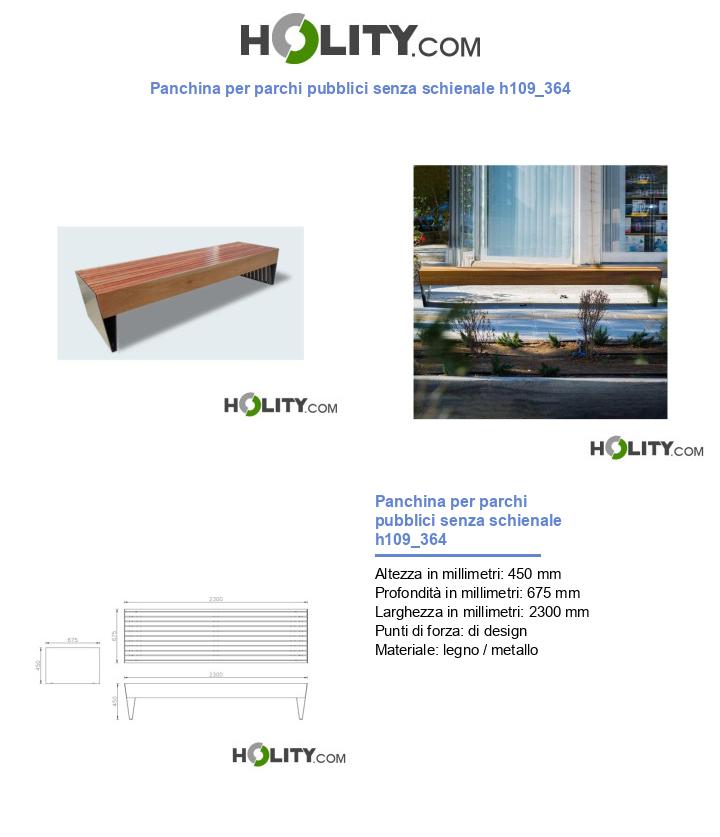 Panchina per parchi pubblici senza schienale h109_364