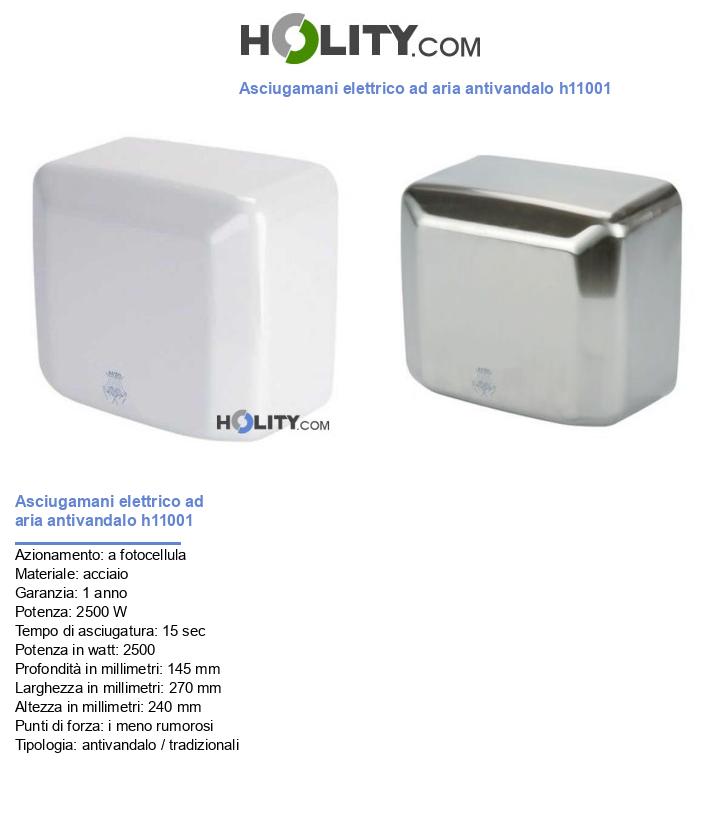 Asciugamani elettrico ad aria antivandalo h11001