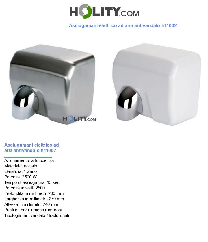 Asciugamani elettrico ad aria antivandalo h11002