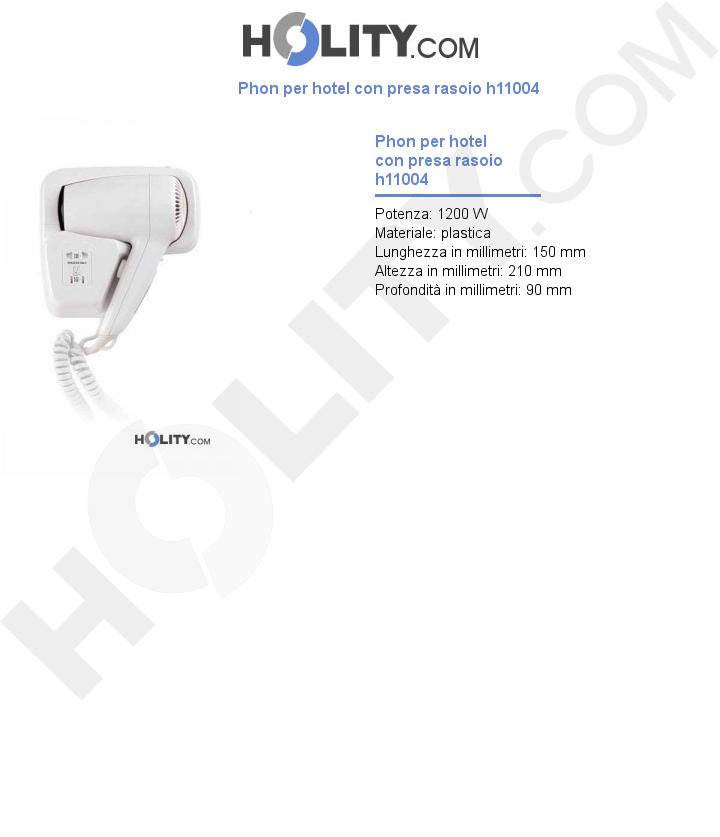 Phon per hotel con presa rasoio h11004